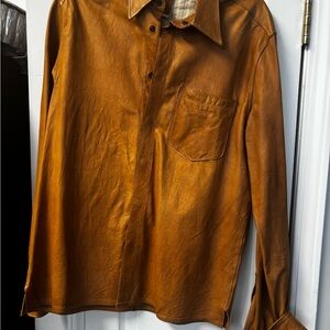 Brown Casual Button Down Shirt with Long Sleeves